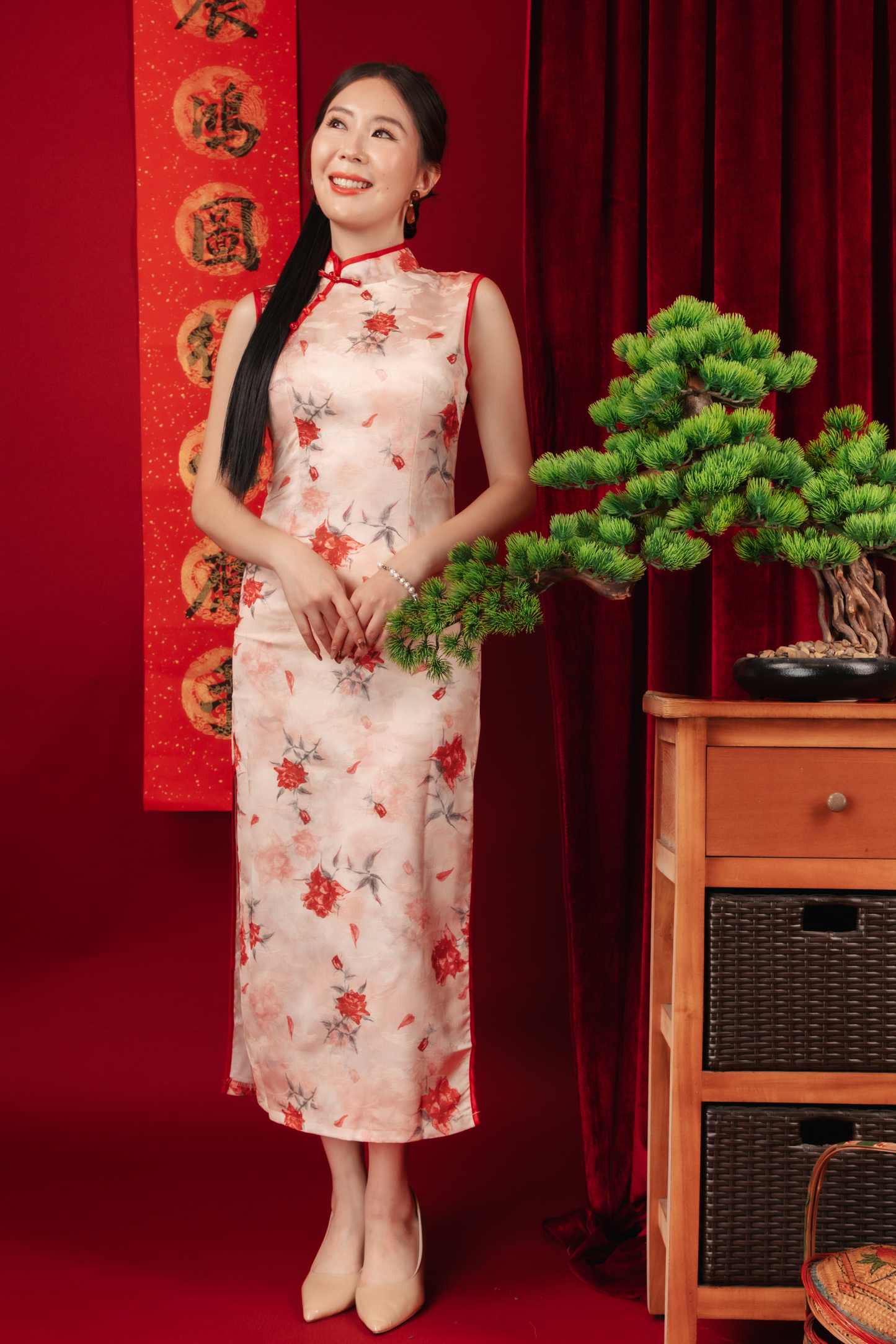 Lucienne Vintage Floral Cheongsam Dress