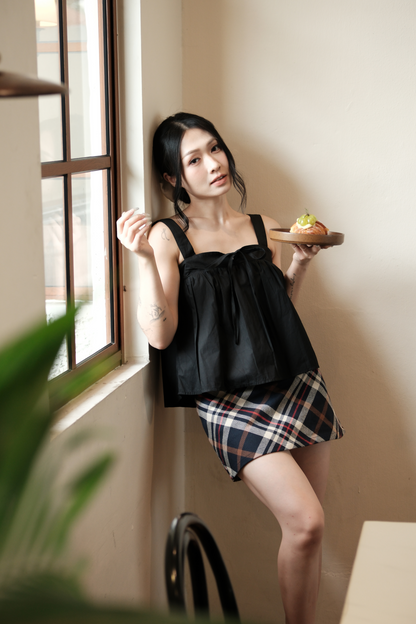 Élodie Tie-Strap Vest Set in Black