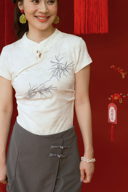 Amandine Bamboo Knit Top in White