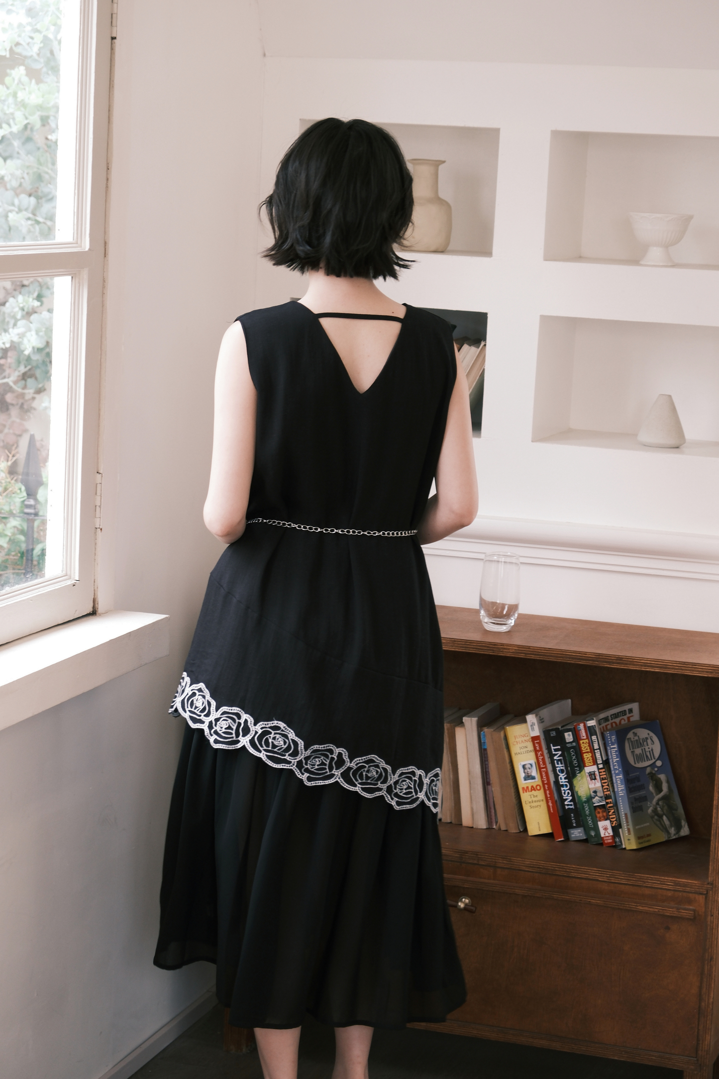 Rosalie Embroidered Layered Maxi Dress in Black