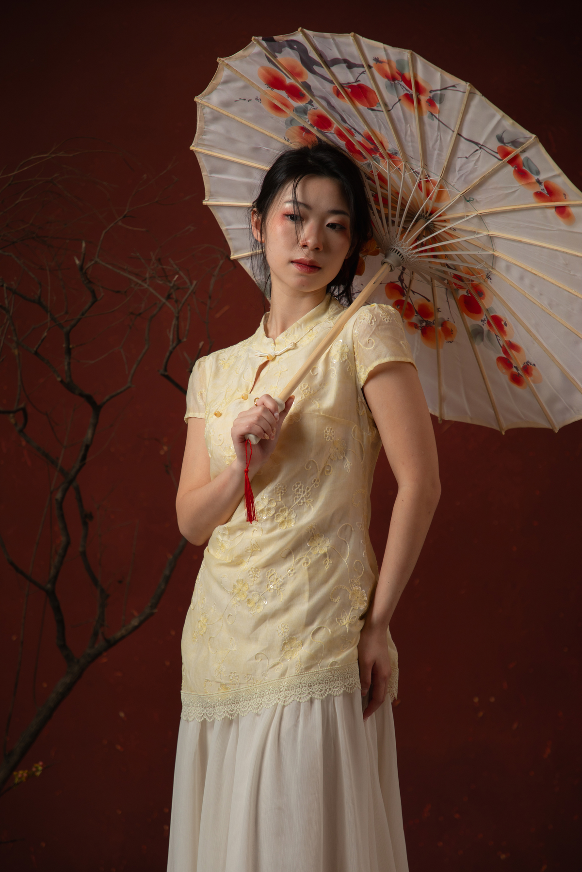 Amara Cheongsam Dress in Butter Yellow