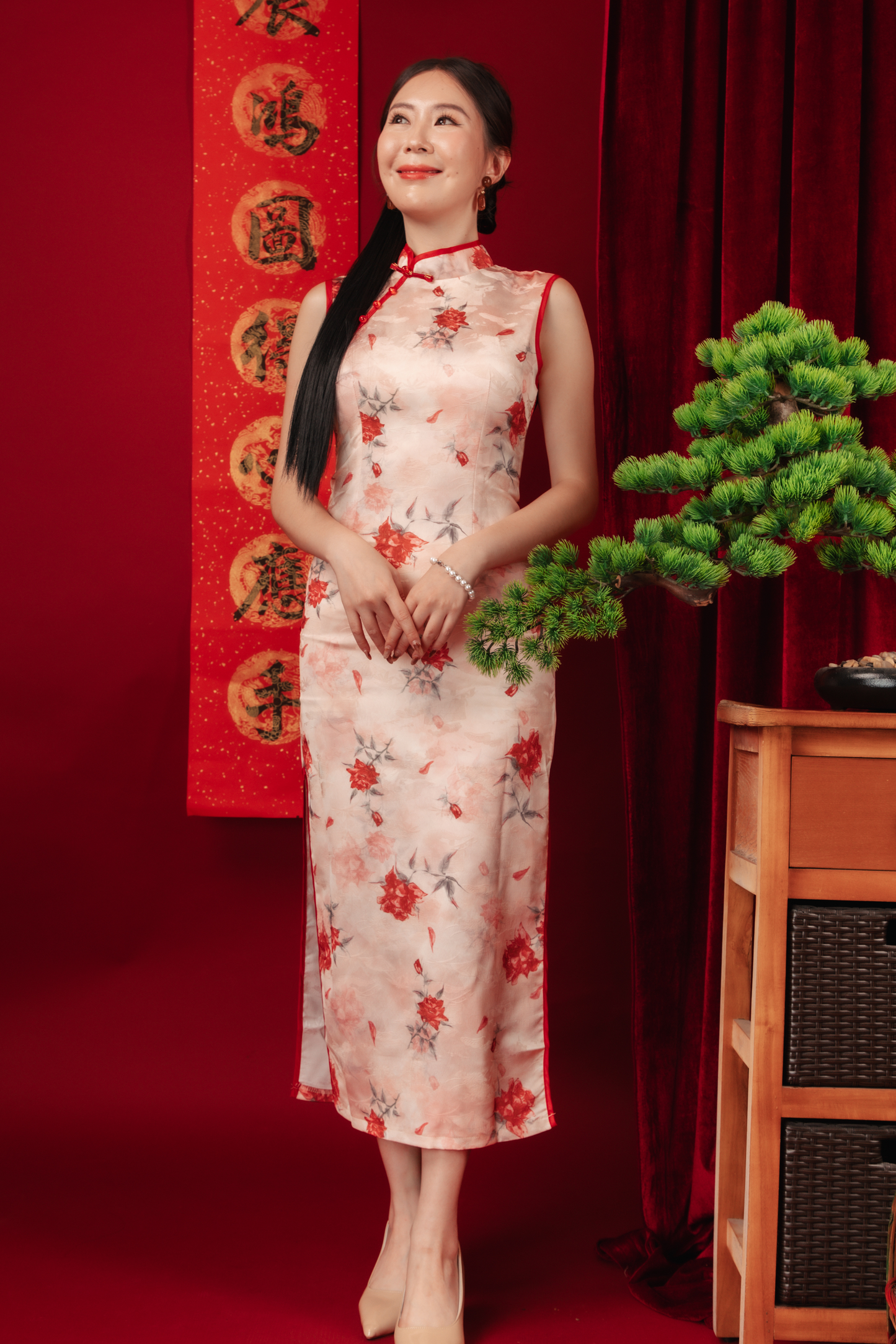 Lucienne Vintage Floral Cheongsam Dress