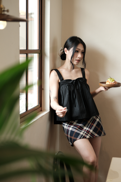 Élodie Tie-Strap Vest Set in Black