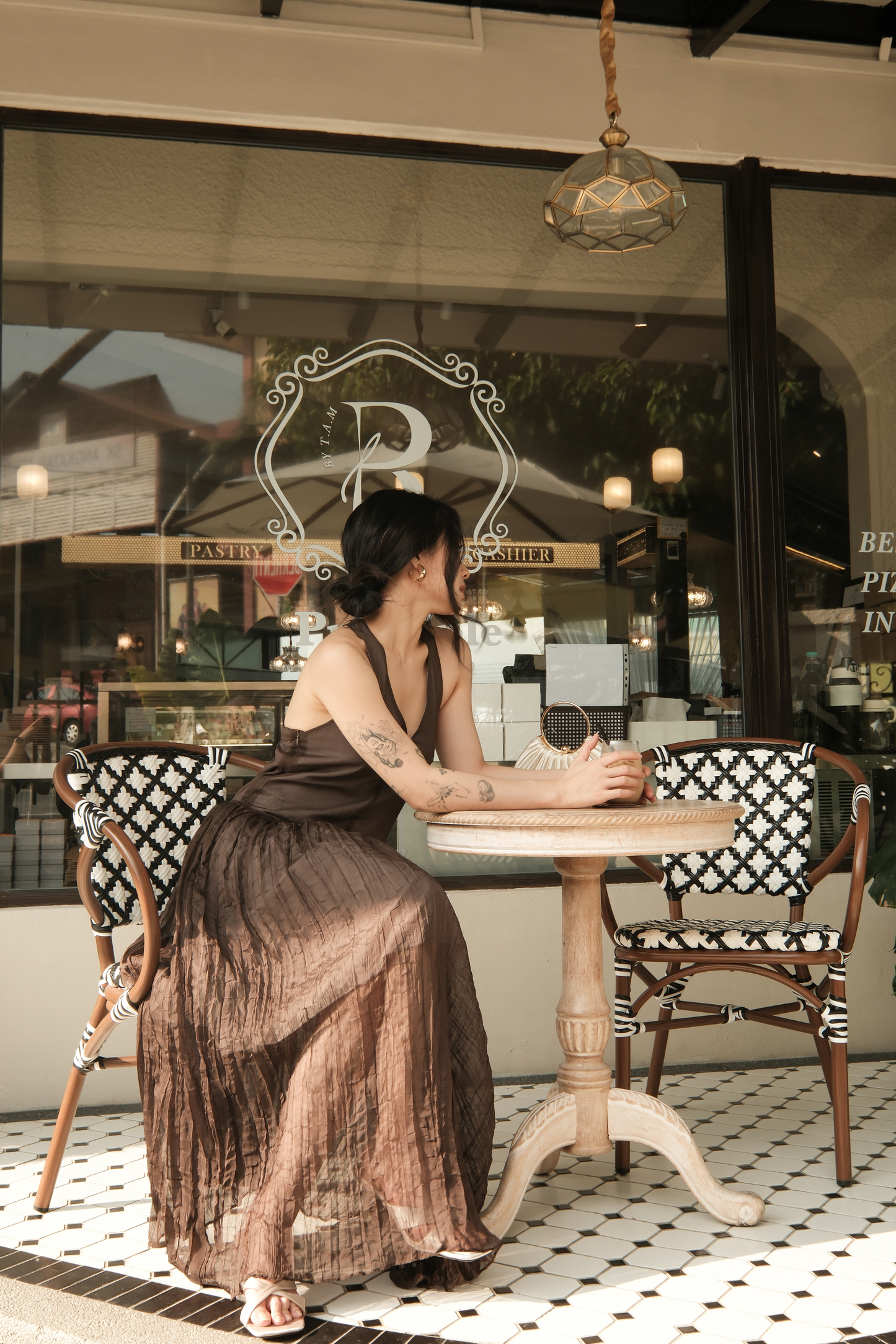 Amélie Mocha Halter Dress