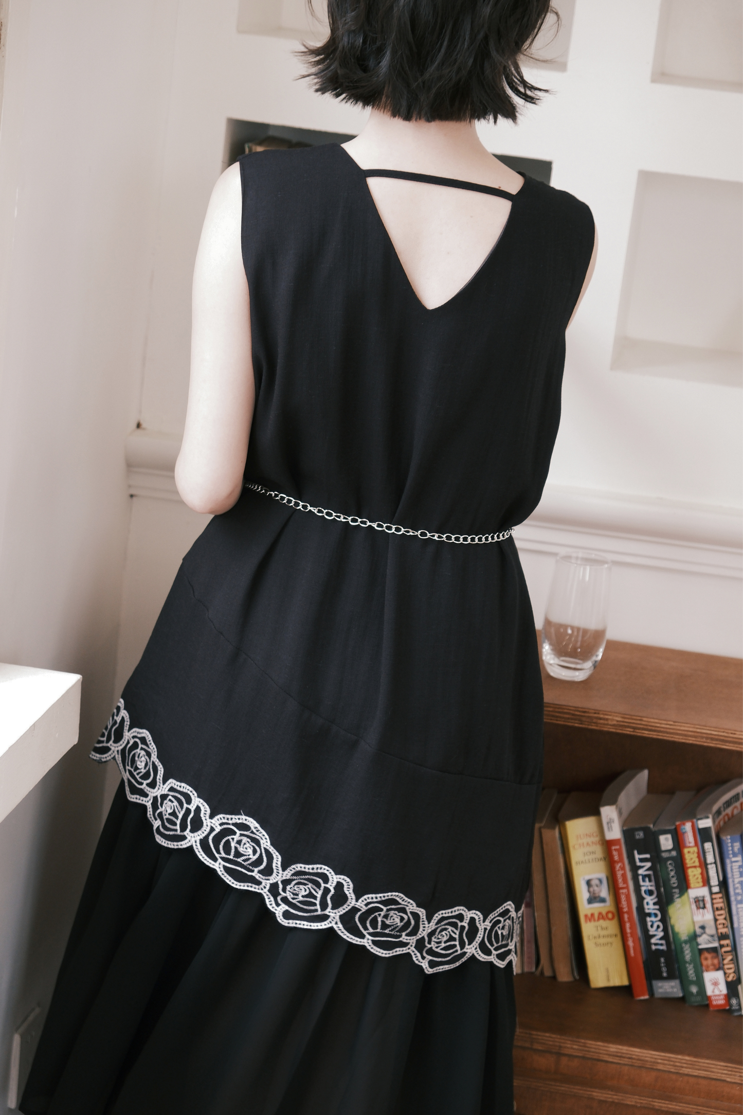Rosalie Embroidered Layered Maxi Dress in Black