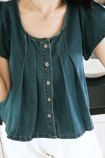 Mira Flutter Denim Blouse