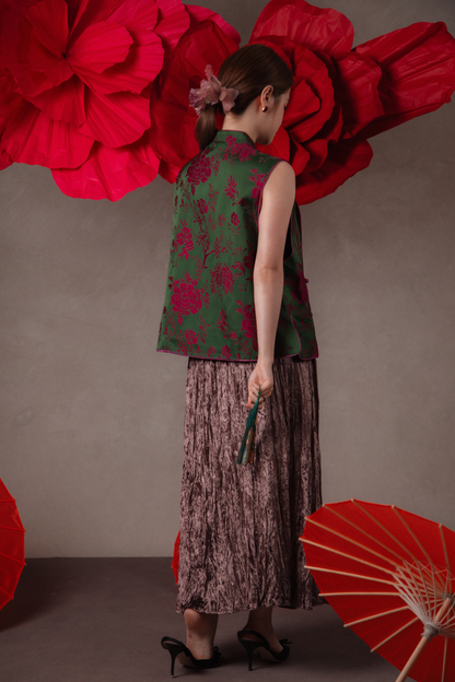 Delphine Velvet Maxi Skirt in Deep Purple