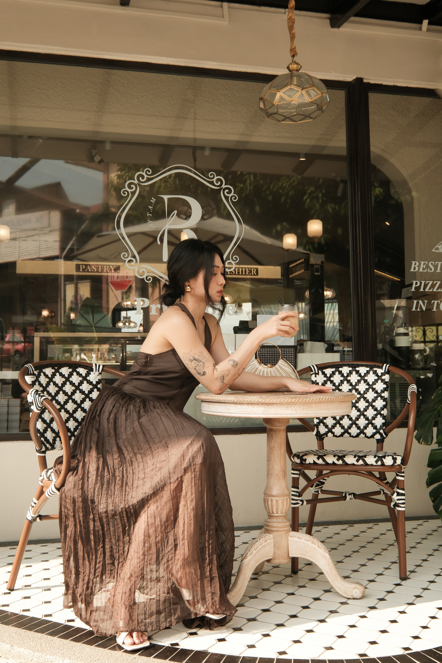 Amélie Mocha Halter Dress