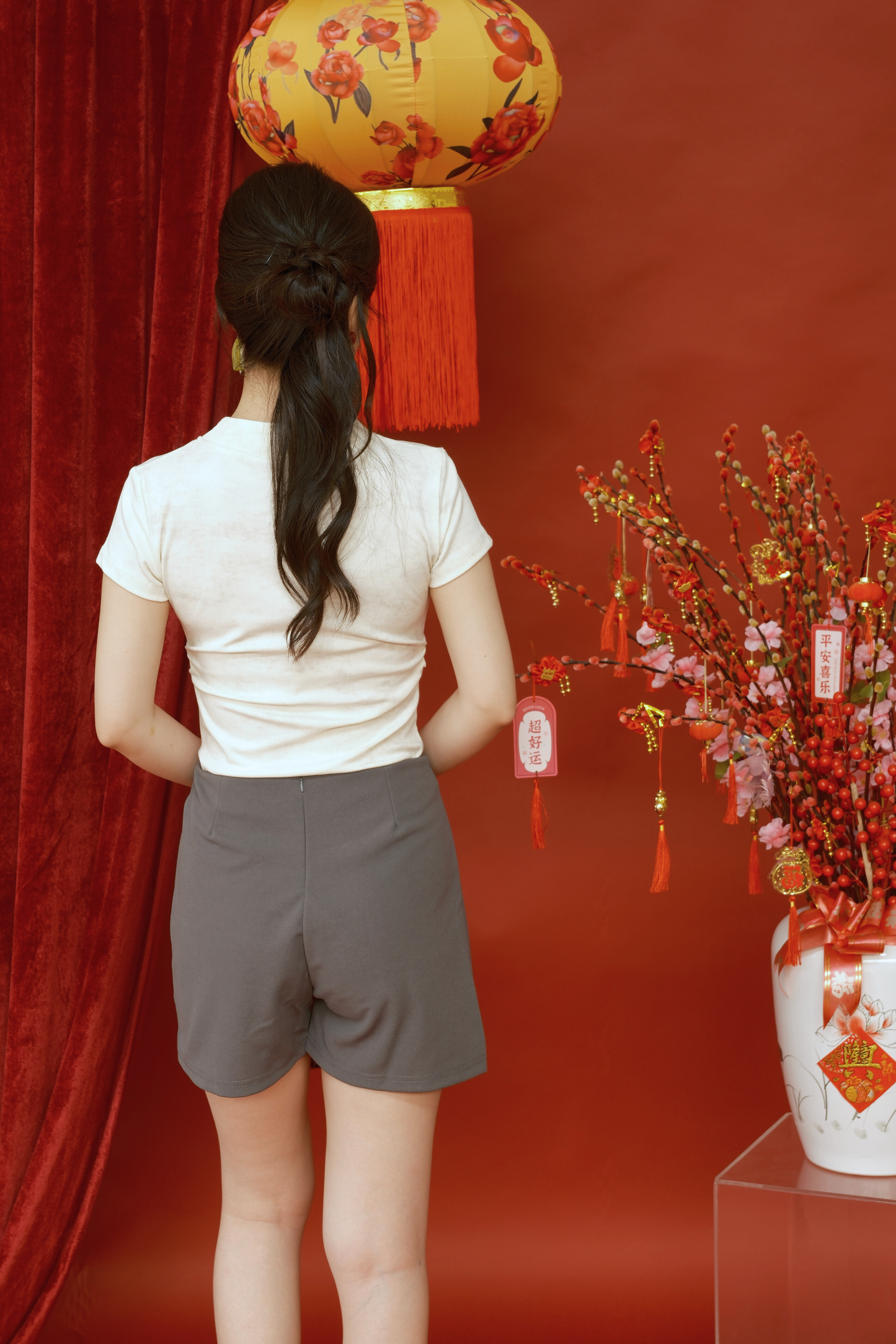 Clara Asymmetrical Wrap Skort in Grey (In-Stock)