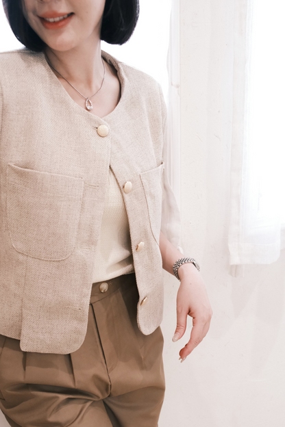 Léonie Tweed Buttoned Top