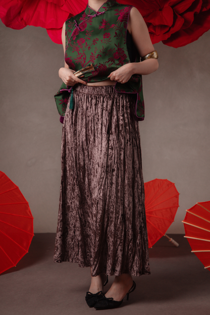 Delphine Velvet Maxi Skirt in Deep Purple