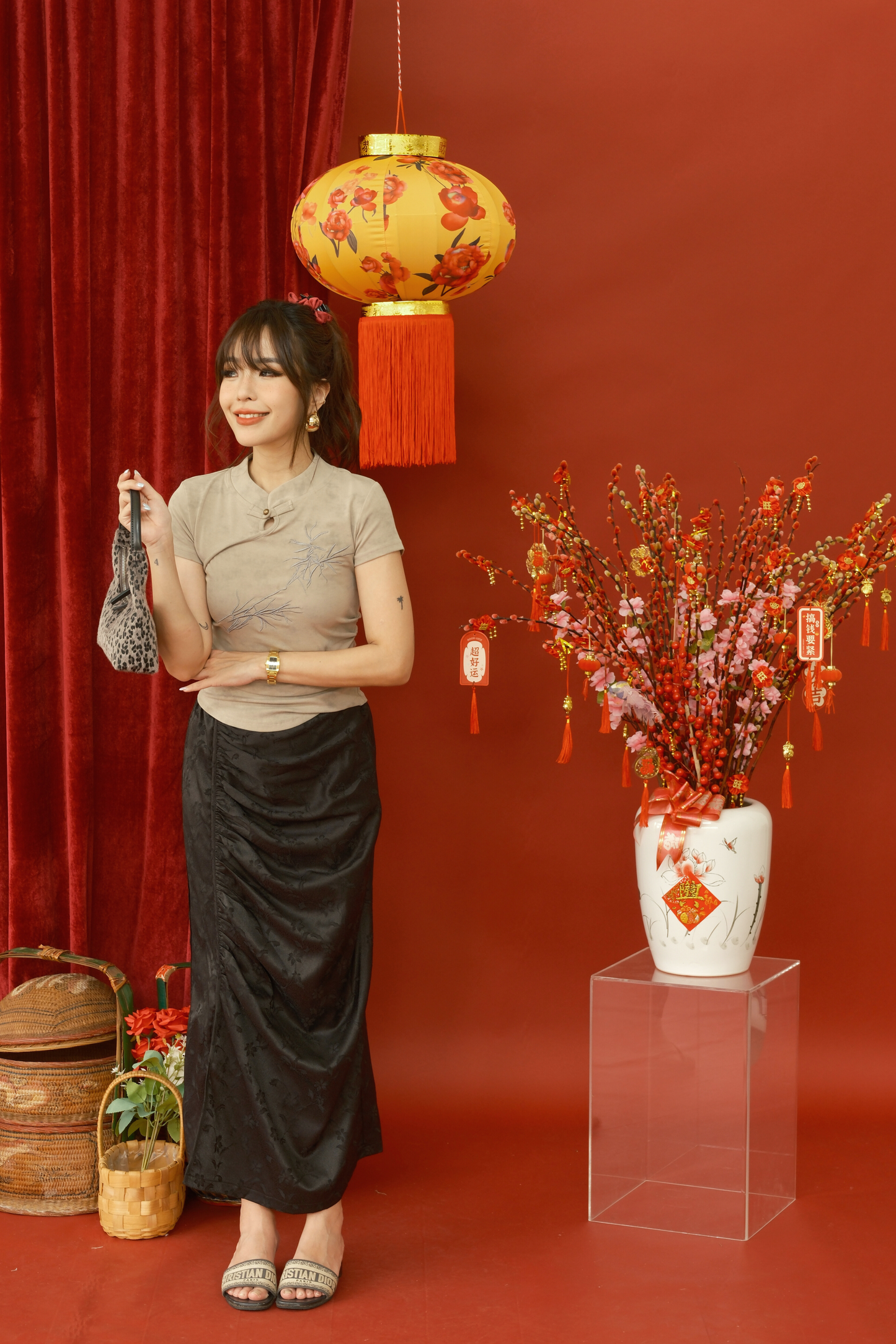 Amandine Bamboo Knit Top in Dark Green