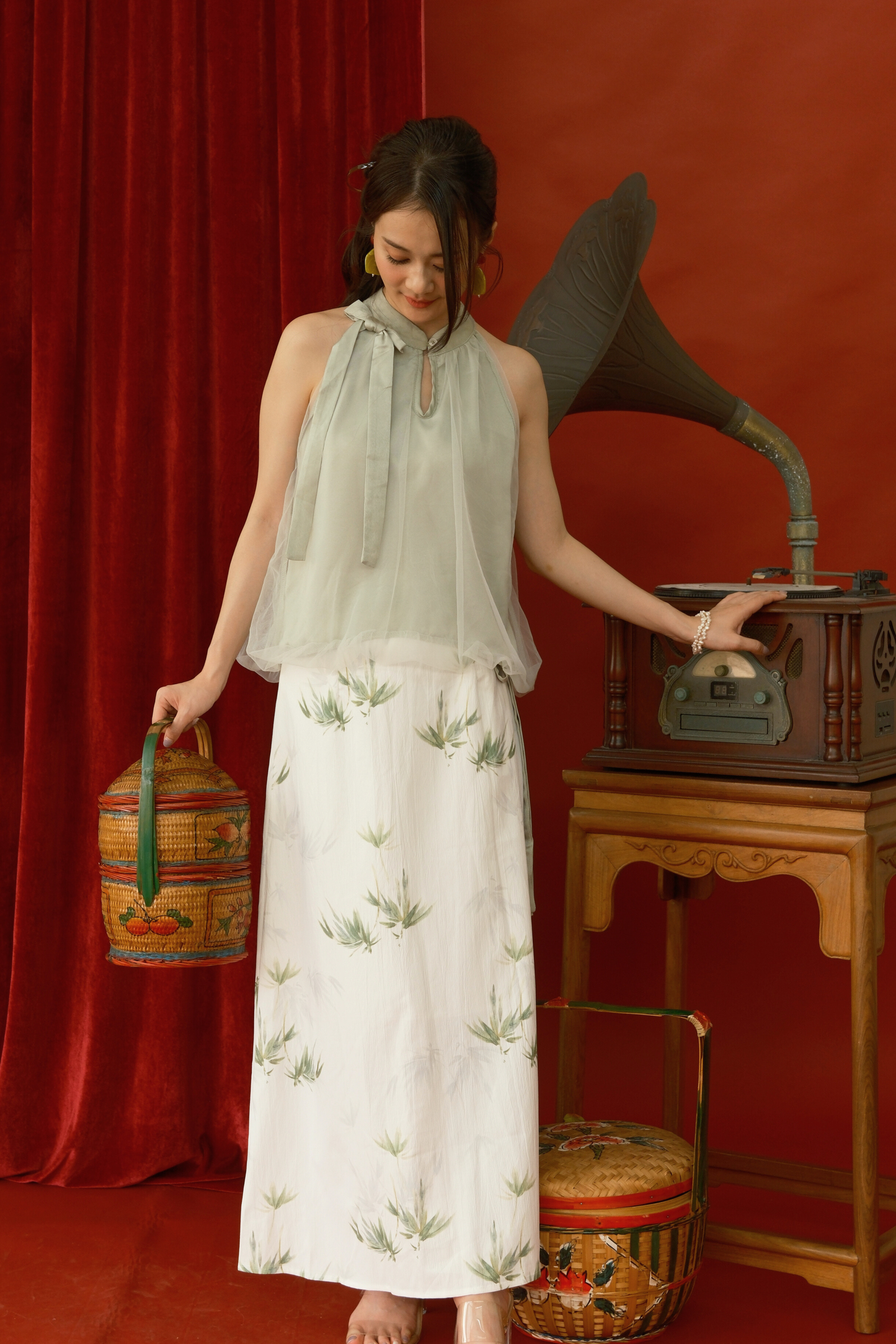 Rosalie Tulle Halter Set in Light Green (In-Stock)