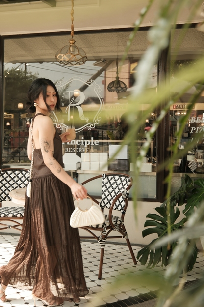 Amélie Mocha Halter Dress