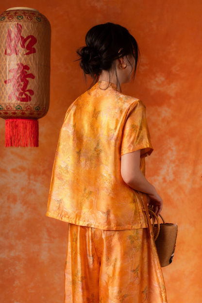 Petra Golden Cheongsam Top and Pants Set