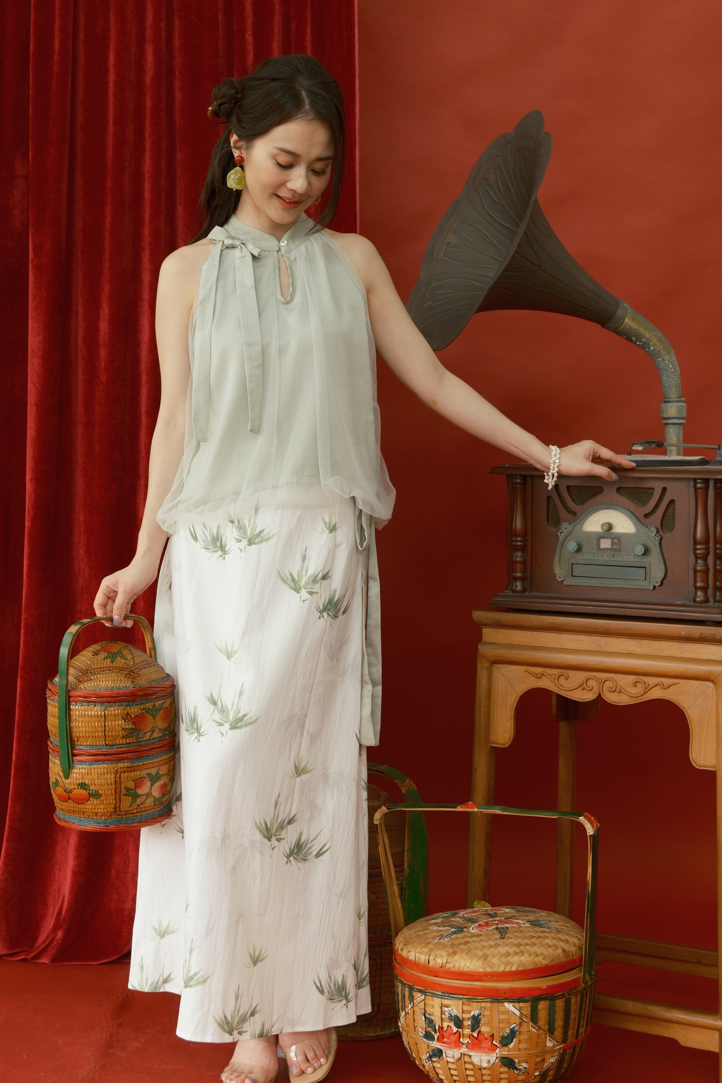 Rosalie Tulle Halter Set in Light Green (In-Stock)