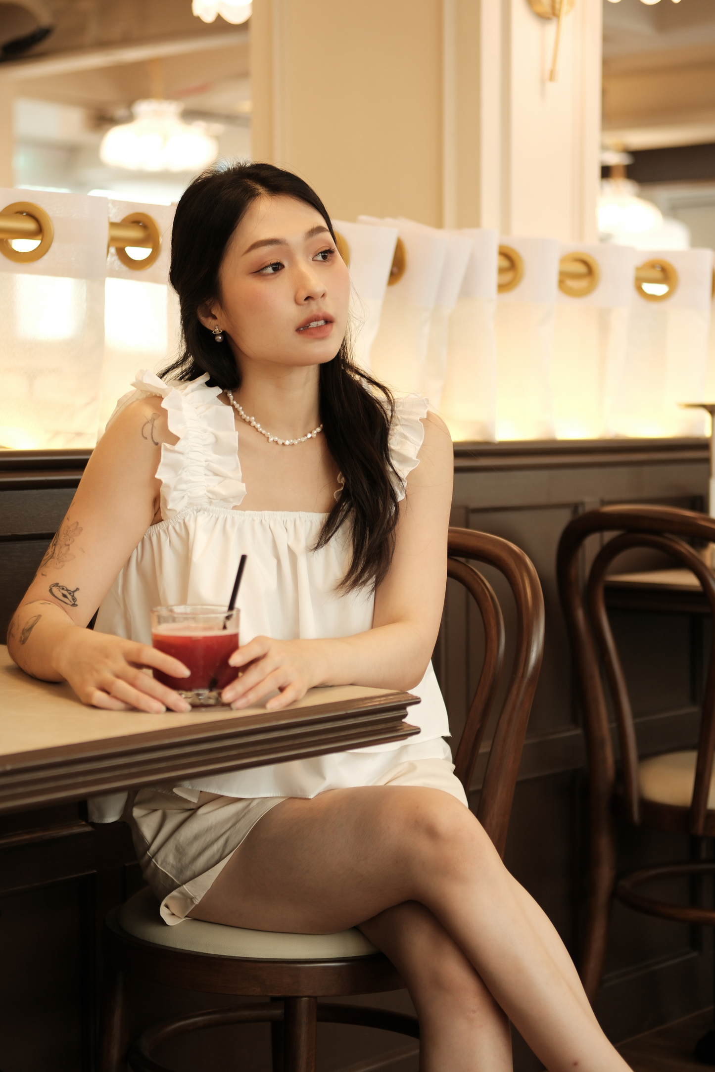 Aurélie Ruffled Babydoll Top in White