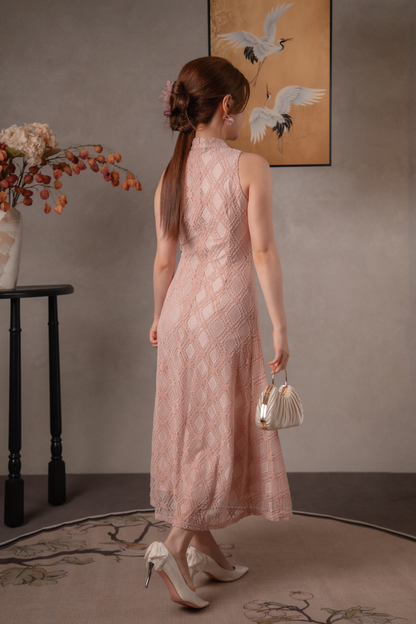 Rosamund Lace Dress in Blush Pink