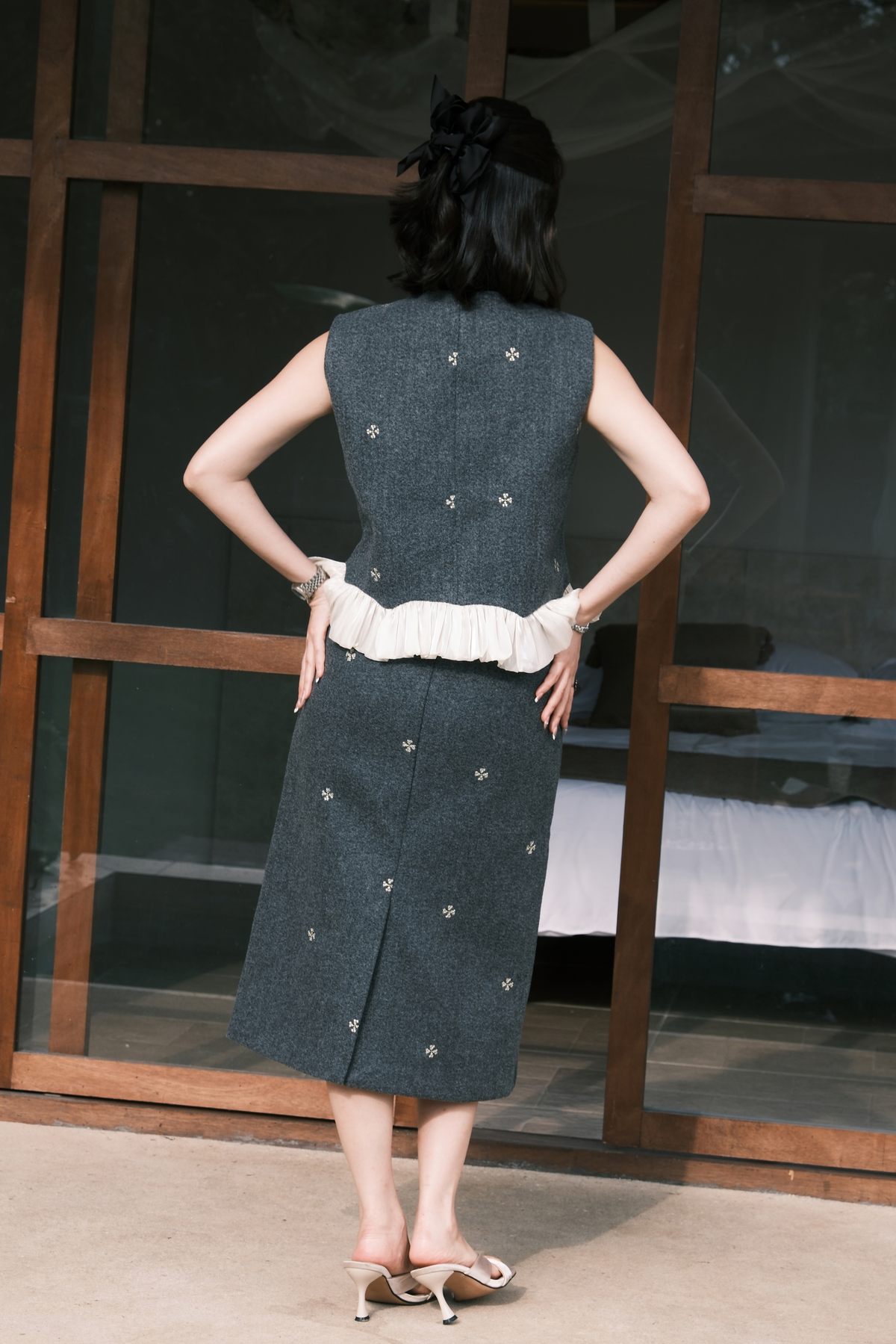 Colette Top & Skirt Set in Grey