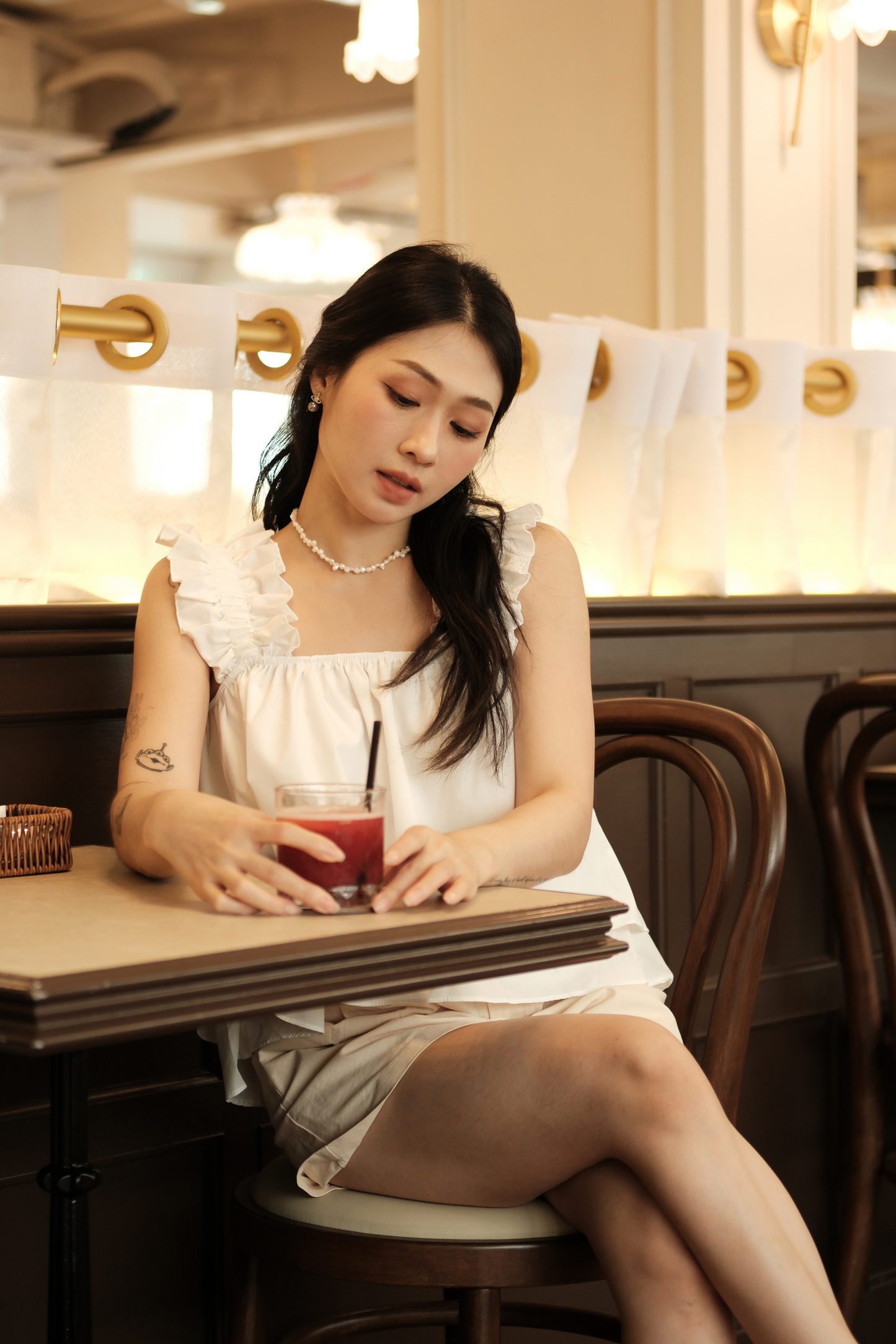 Aurélie Ruffled Babydoll Top in White