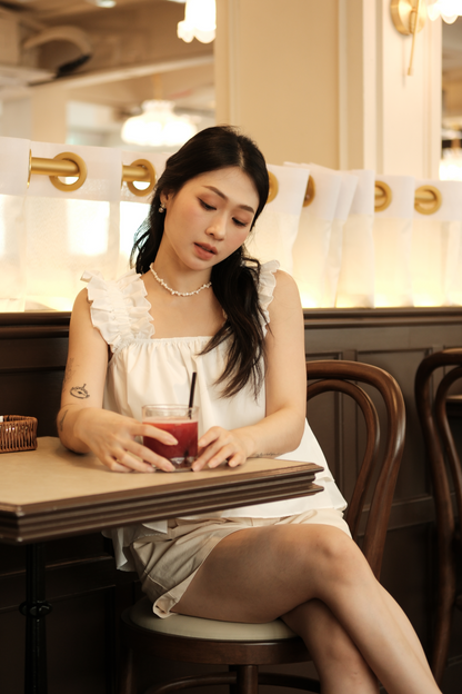 Aurélie Ruffled Babydoll Top in White