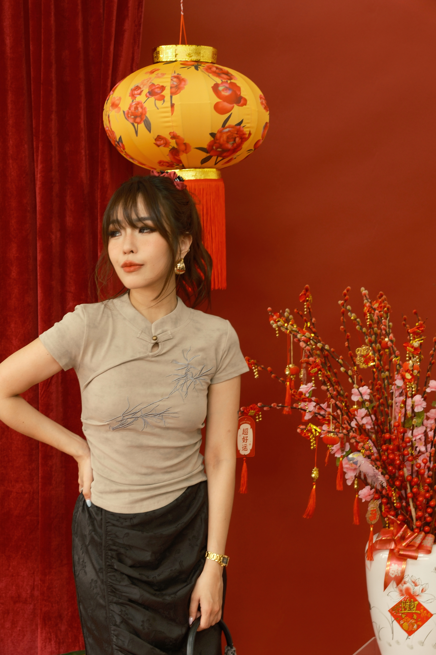 Amandine Bamboo Knit Top in Dark Green