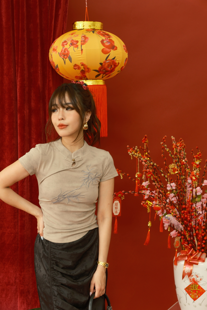 Amandine Bamboo Knit Top in Dark Green