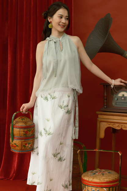 Rosalie Tulle Halter Set in Light Green (In-Stock)