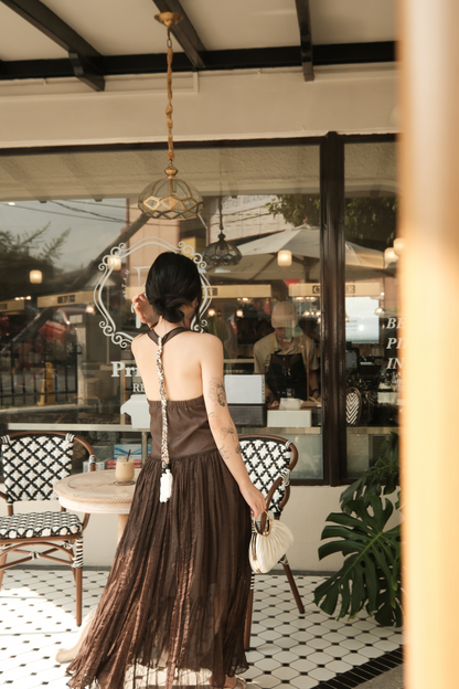 Amélie Mocha Halter Dress