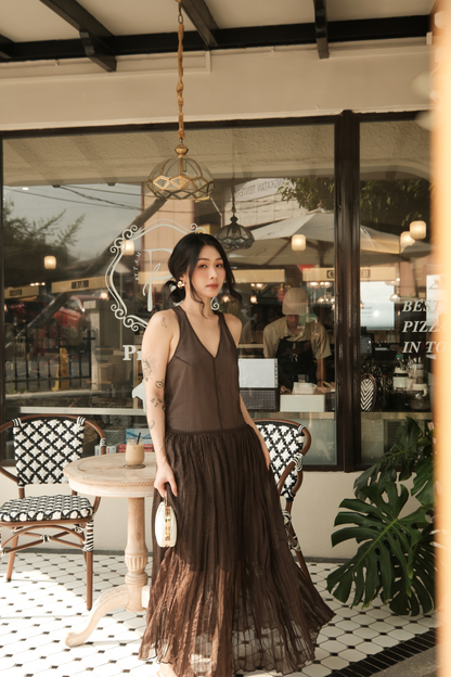 Amélie Mocha Halter Dress