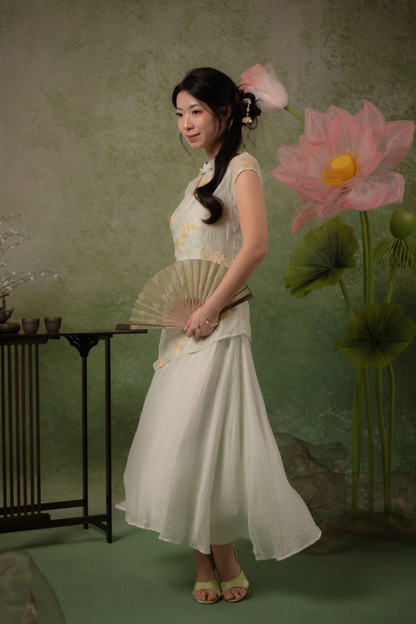 Liana Meadow Cheongsam Dress in Sage