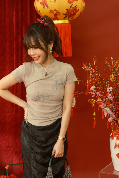 Amandine Bamboo Knit Top in Dark Green