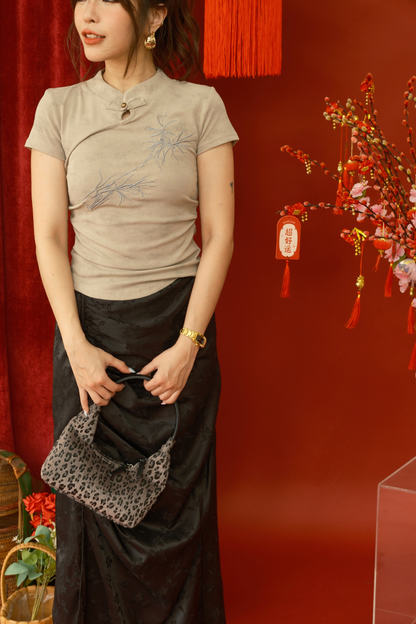 Amandine Bamboo Knit Top in Dark Green