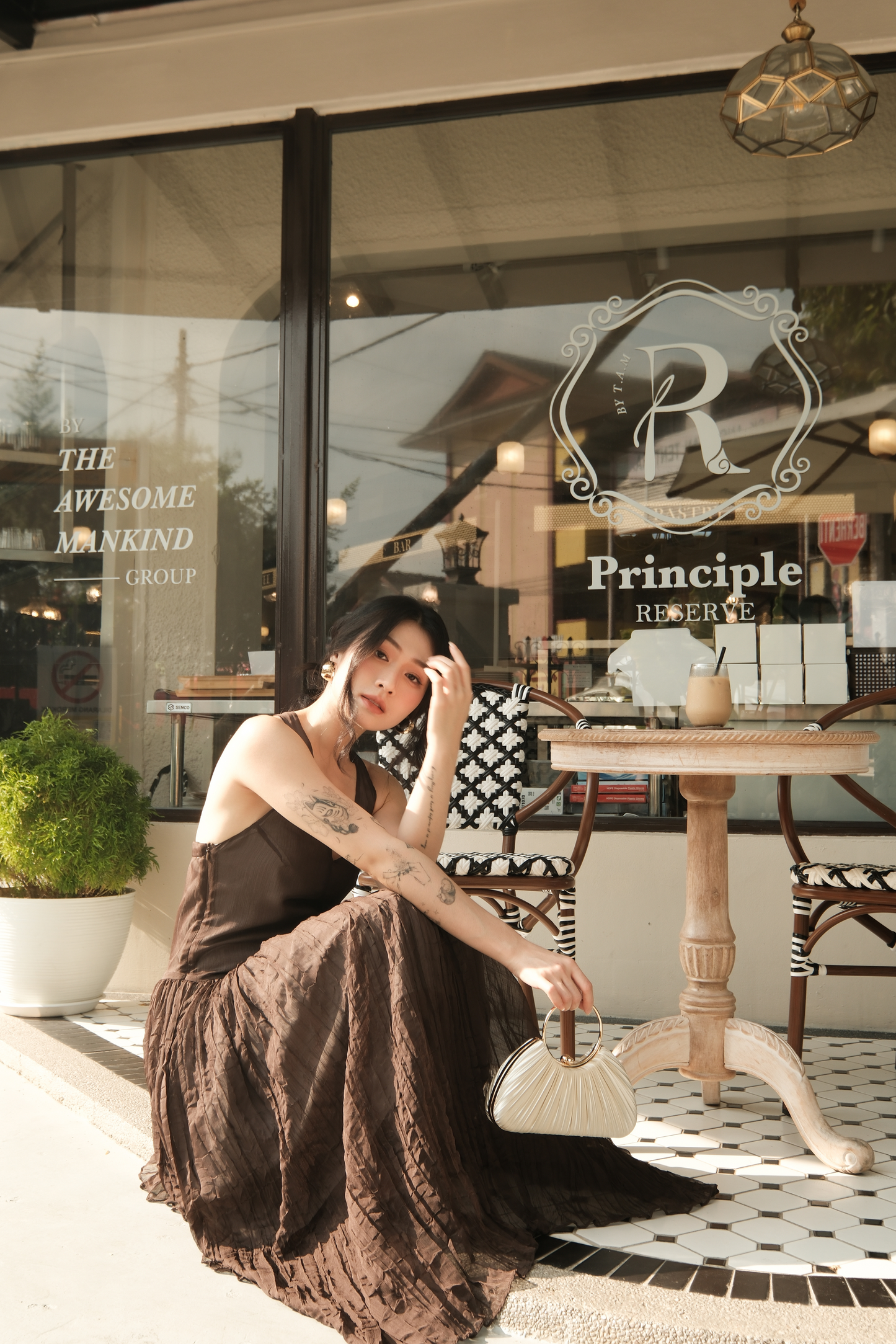 Amélie Mocha Halter Dress