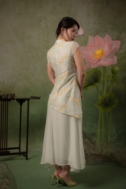 Liana Meadow Cheongsam Dress in Sage