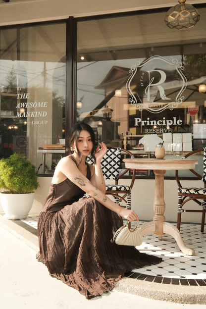 Amélie Mocha Halter Dress