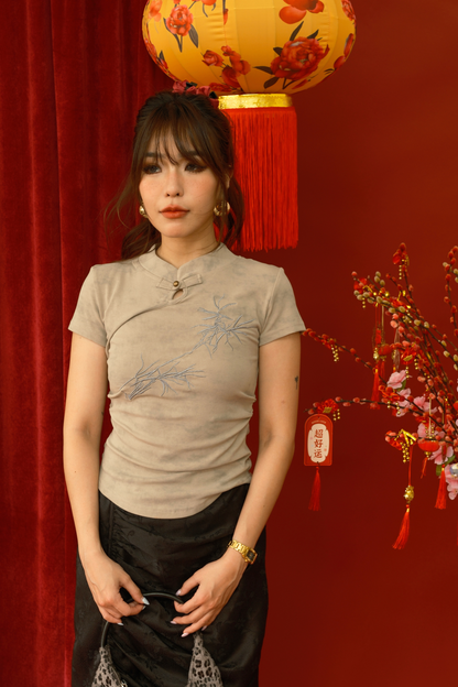 Amandine Bamboo Knit Top in Dark Green