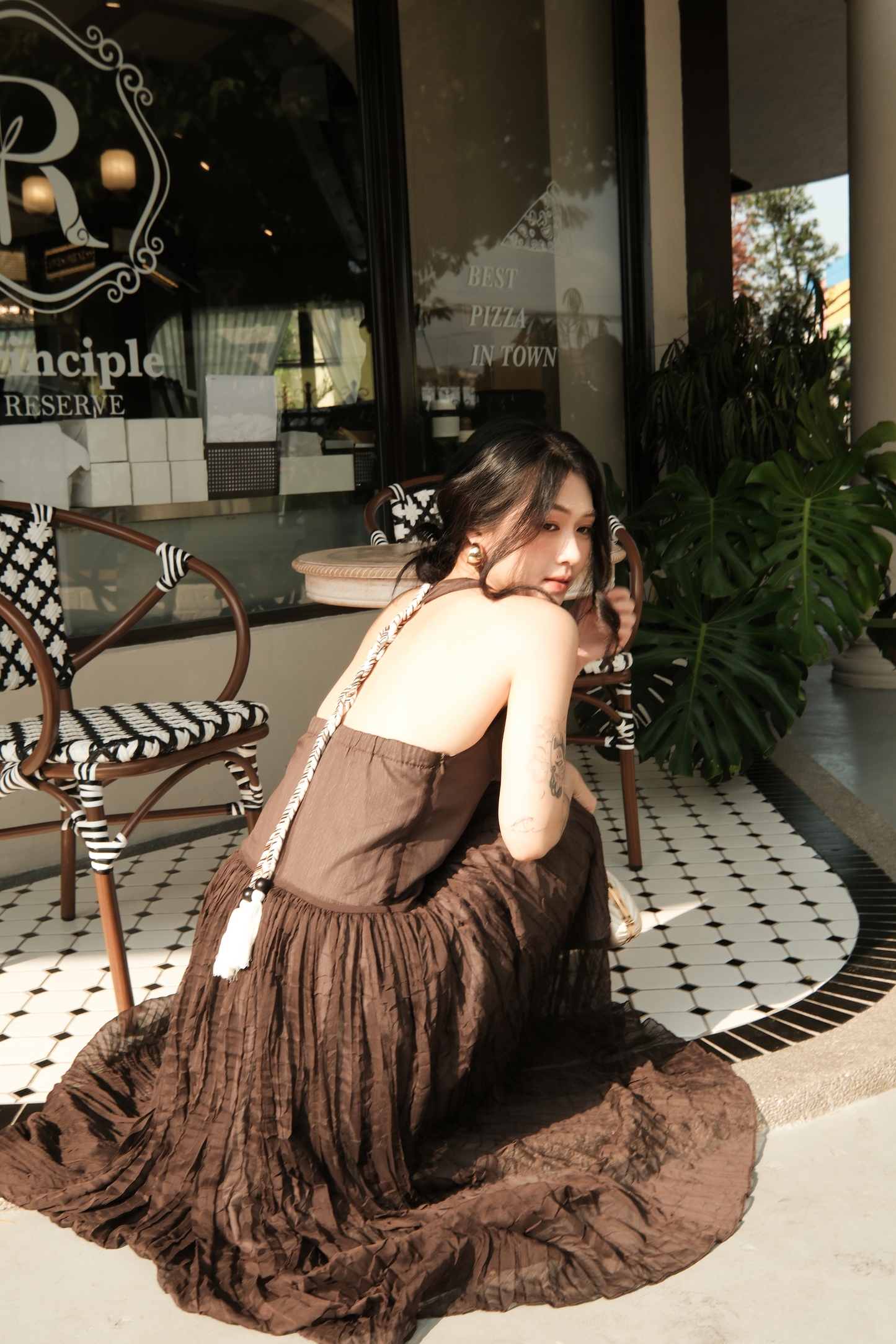 Amélie Mocha Halter Dress