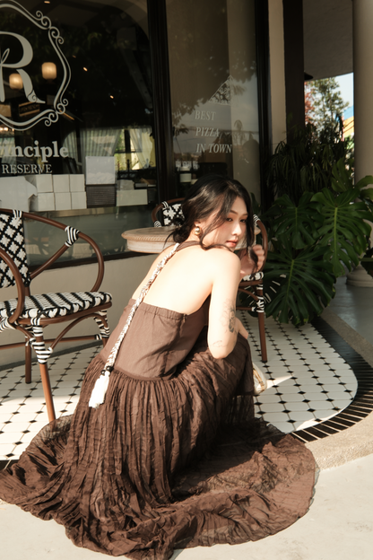 Amélie Mocha Halter Dress