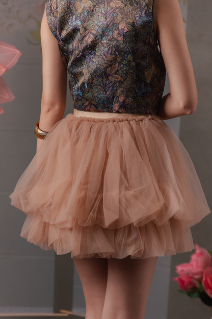 Mila Tulle Skirt in Peach