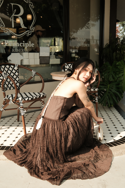 Amélie Mocha Halter Dress