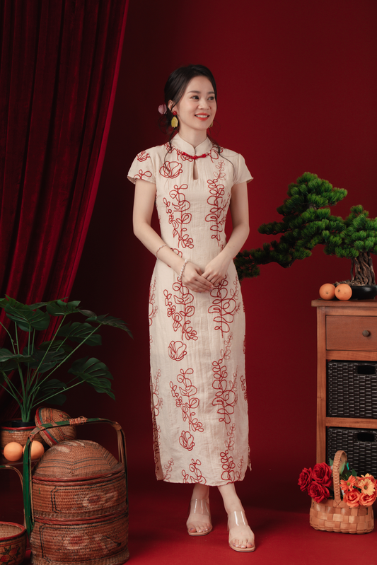 Rhea Ruby-Thread Cheongsam Dress
