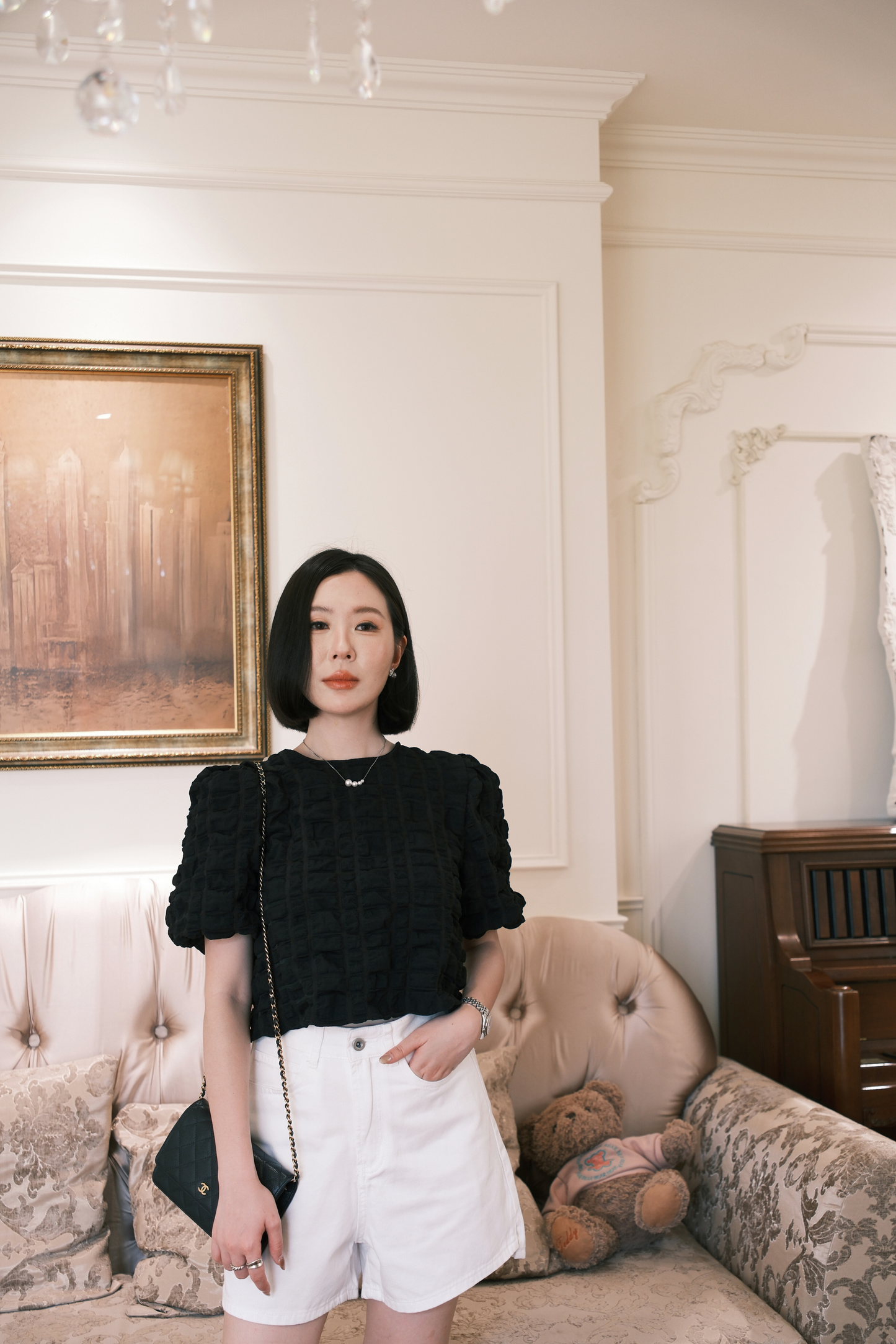 Delphine Bow-Back Top in Black