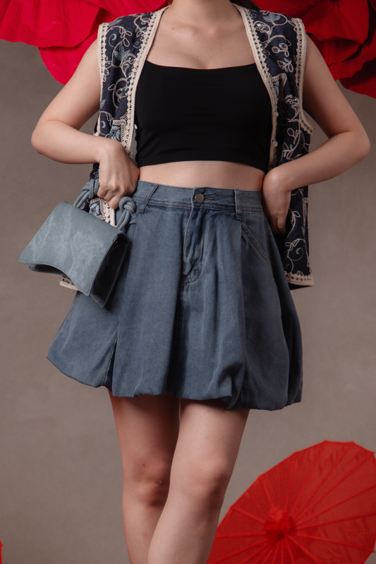 Tessa Denim Skirt in Mid Blue