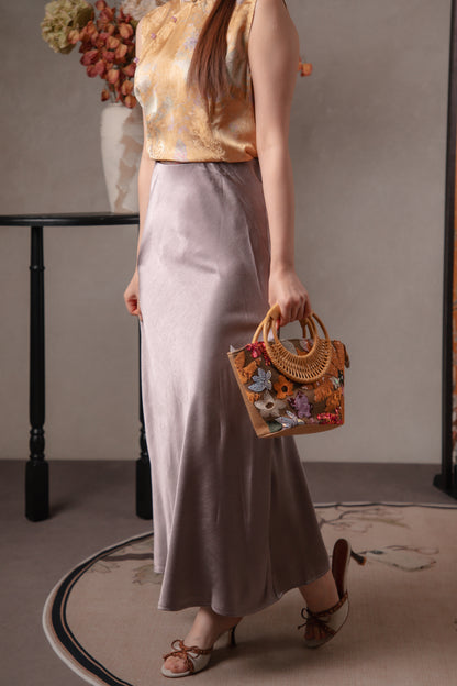 Ivy Dusk Satin Skirt in Purple