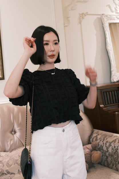 Delphine Bow-Back Top in Black