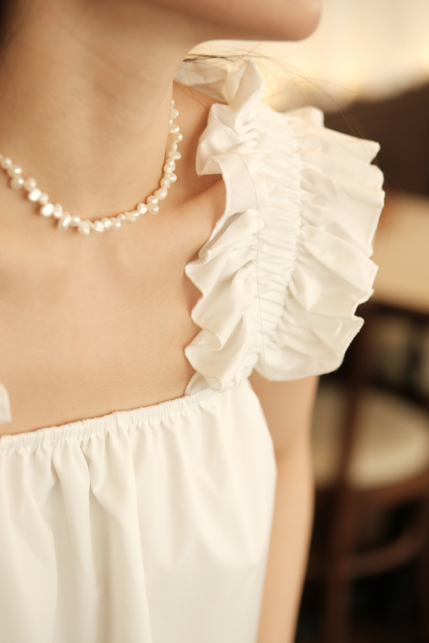 Aurélie Ruffled Babydoll Top in White