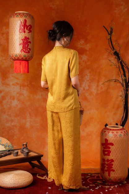 Ingrid Damask Cheongsam Top and Pants Set