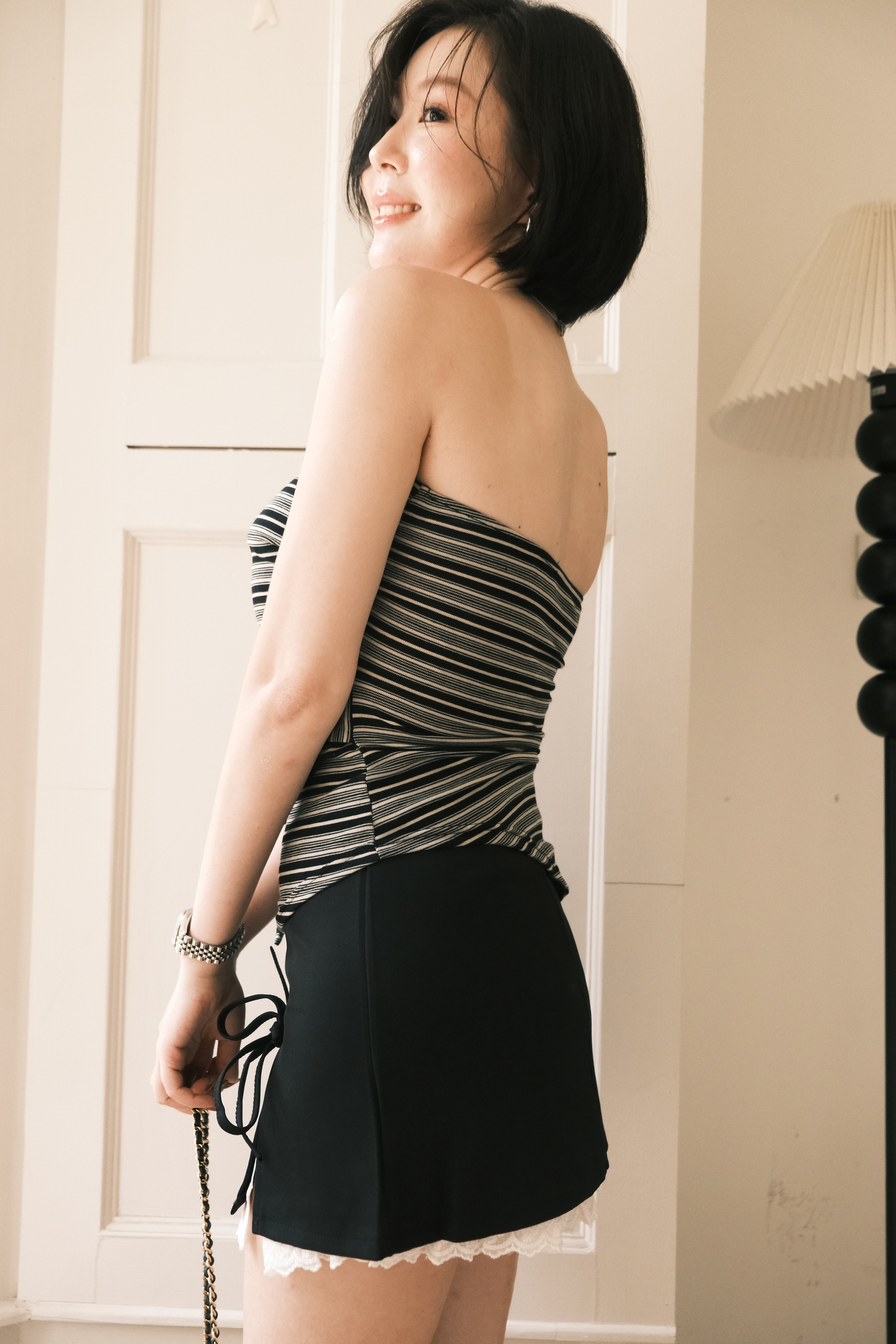 Élise Striped Tie-Detail Tube Top