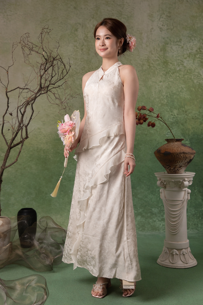 Liana Ruffle Dress in Champagne